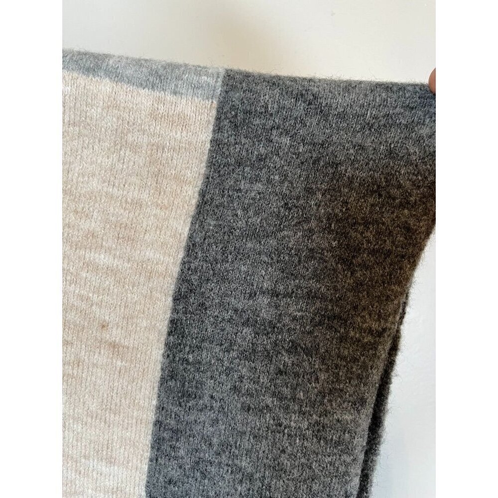 Cherish Sweater Women OS Gray Open Neck Poncho Neutral Color Block Shawl Winter - Picture 4 of 12